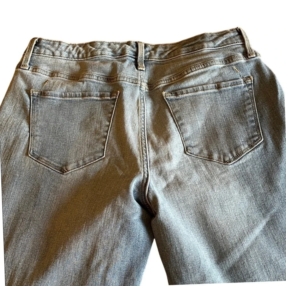 Mossimo Mid Rise Skinny Jeans Womens 31 Light Wash Button Fly‎ Patch Pocket Blue